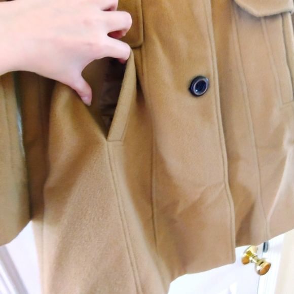 Used Kenneth Cole Camel Dress Coat sz 4 - Picture 4 of 11